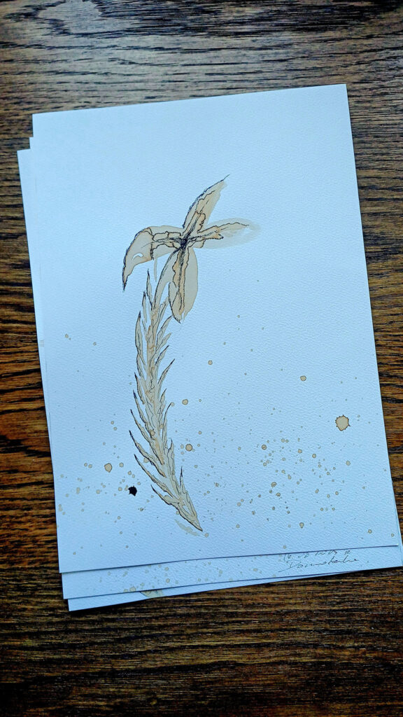 malowanie kawa, papier pędzle